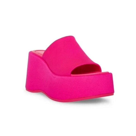 Shoes - Vibrant Pink Platform Slide Sandals